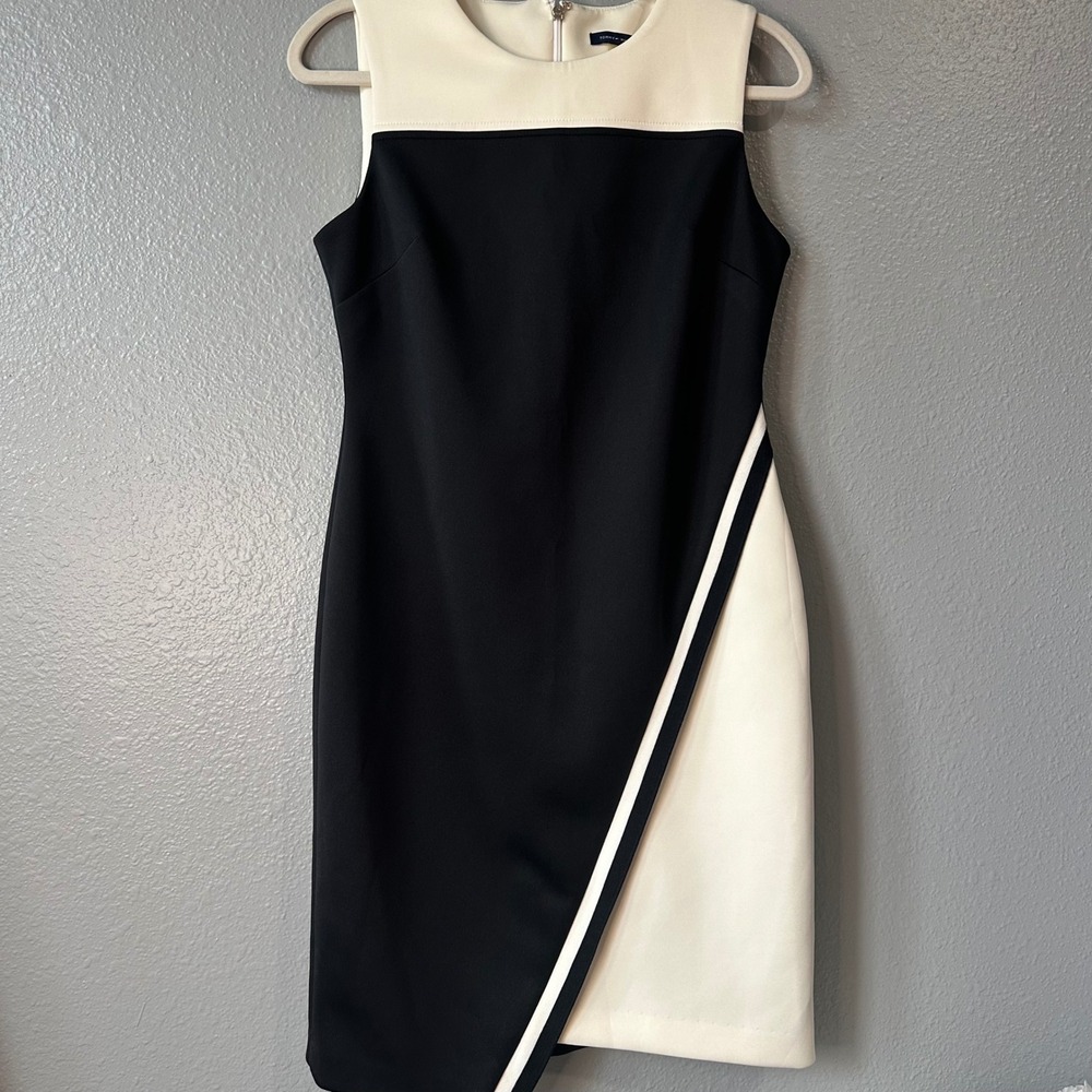 Tommy Hilfiger Color Block Sheath Dress Sleeveless‎ Career Black White Size 10P